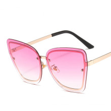 High Quality Fashion Trend Metal Chain Rimless Cat Eye Sun Glasses UV400